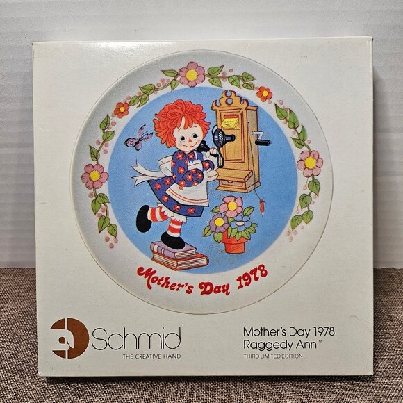 Raggedy Ann 1978 Mother's Day Collector Plate In Box Schmid 3rd Edition - Picture 1 of 11